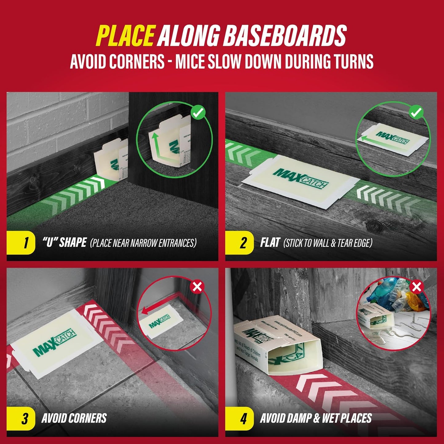 Catchmaster Max-Catch Mouse & Insect Glue Trap 36PK, Mouse Traps Indoor for Home, Sticky Pest Control Adhesive Tray for Catching Bugs, Bulk Unscented Glue Boards