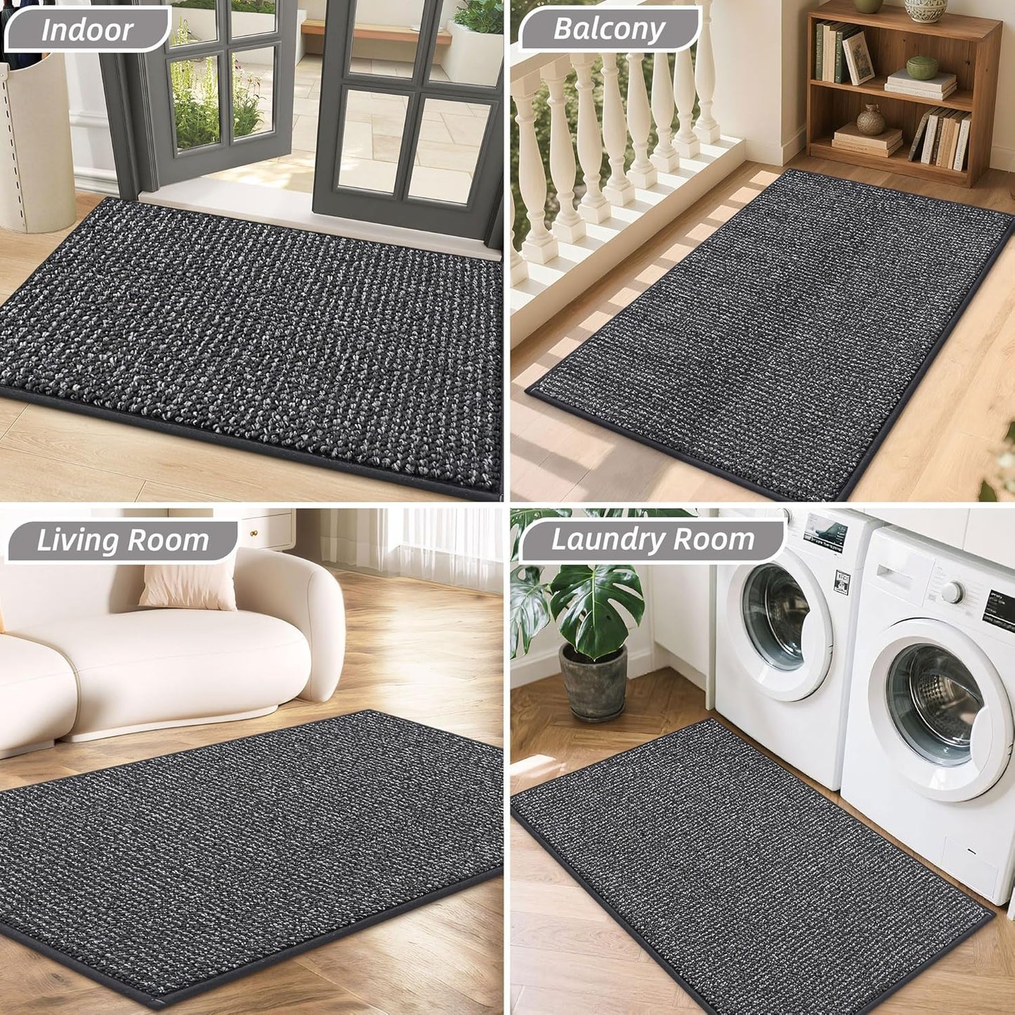 BEQHAUSE Dirt Trapper Door Mat 20" x 32", Non-Slip Washable Doormats Entrance Mat, Dirt Resistant and Absorbent Welcome Mat, Low Profile Floor Mats for Front Back Door and Entryway, Beige