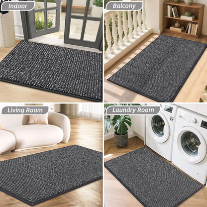 BEQHAUSE Dirt Trapper Door Mat 20" x 32", Non-Slip Washable Doormats Entrance Mat, Dirt Resistant and Absorbent Welcome Mat, Low Profile Floor Mats for Front Back Door and Entryway, Beige