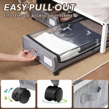 FOUCSSOMEI Under Bed Storage with Wheels, Under The Bed Storage Drawers On Wheels, Rolling Underbed Drawers, Lockable, Heavy Duty