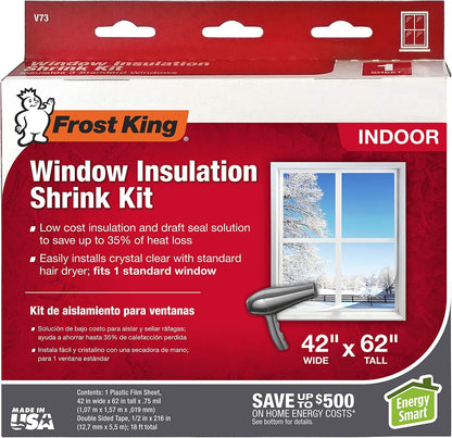 Frost King V83M Heavy Duty Indoor Shrink Window Kits, 42" X 62" X 1.5 MIL, 1-Pack