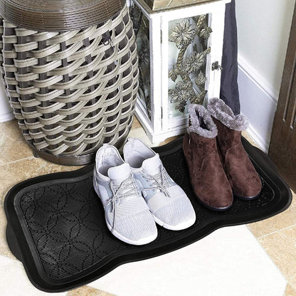 A1HC Heavy Duty Flexible and Durable 100% Rubber Hello Triangle Boot Trays Multi-Purpose for Shoes, Pets, Garden - Mudroom, Entryway, Garage and Scraper Doormat 21.6" X 21.6"