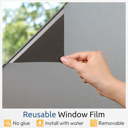 rabbitgoo Window Privacy Film, Frosted Glass Window Clings, Static Cling UV Heat Blocking Door Stickers for Home Bathroom, Removable Indoor Decal Coverings Day and Night, Pure, 17.5 x 78.7 Inches