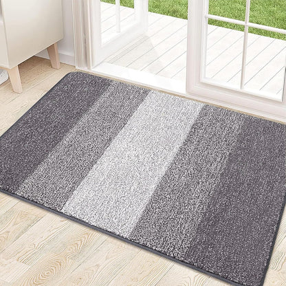 Kitinjoy Indoor Outdoor Door Mat, 32x20 Non-Slip Absorbent Dirt Trapper, Low-Profile Washable Inside Entrance Front Floor Mat, Sturdy Soft Entry Doormats for Entryway, Grey
