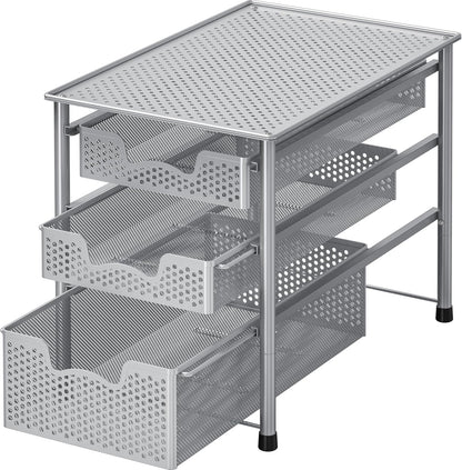 Simple Houseware Stackable 2 Tier Sliding Basket Organizer Drawer, White