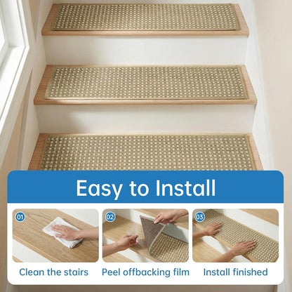 Chenille Stair Treads for Wooden Steps 8"x30" (15 Pack), Ultra Soft Non-Slip Carpet Stair Runners Indoor, Peel and Stick Self-Adhesive Step Rugs for Kids & Dogs, Machine Washable, Gray