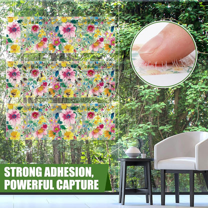 200 Pack Window Fly Traps Floral Sticky Fly Paper Indoor Clear Flies Strips Bulk Bug Catcher Waterproof Fruit Housefly Gnat Trap for Home, Kitchen, Garage