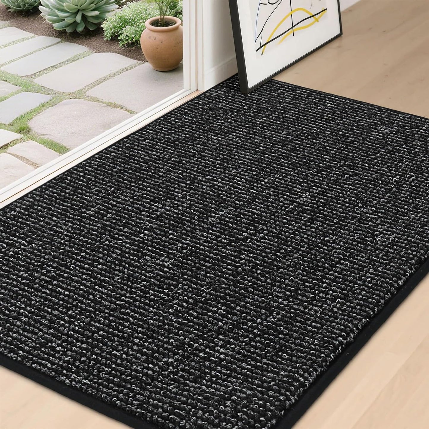 BEQHAUSE Dirt Trapper Door Mat 20" x 32", Non-Slip Washable Doormats Entrance Mat, Dirt Resistant and Absorbent Welcome Mat, Low Profile Floor Mats for Front Back Door and Entryway, Beige