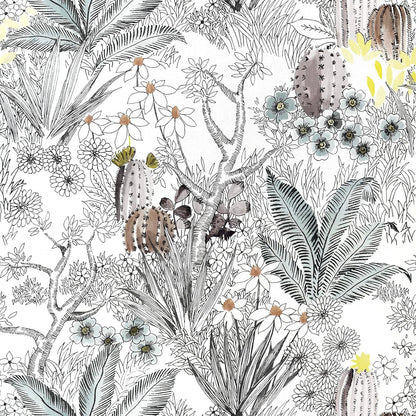 Wudnaye Boho Peel and Stick Wallpaper Catus Wallpaper 17.7" x 118.1"Vintage Floral Wallpapers Peel and Stick Botanical Removable Wall Paper Boho Self Adhesive Contact Paper for Bathroom Cabinets