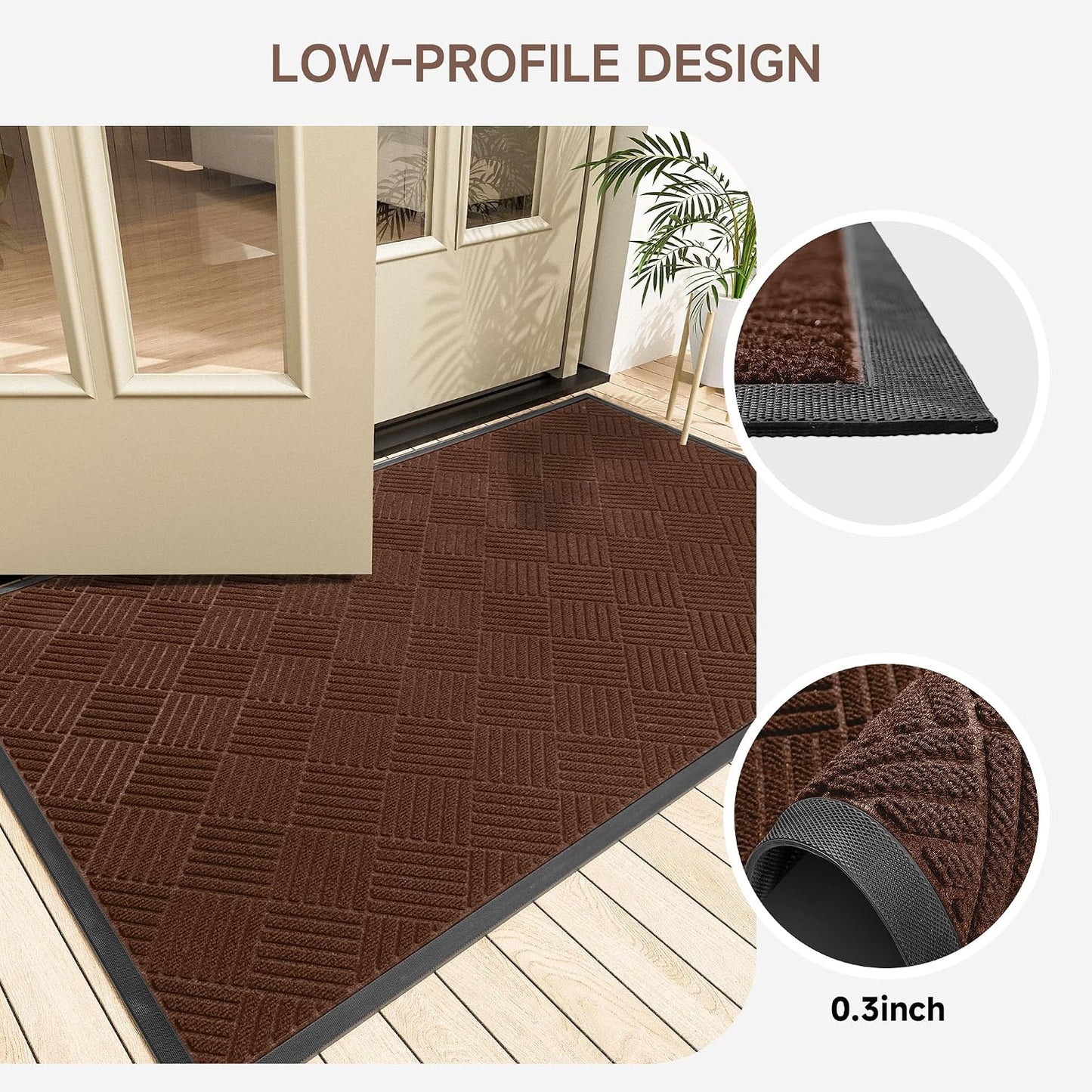 100pointONE Durable Front Door Mat, Heavy Duty Indoor Outdoor Doormat, 48” x 36” Low Profile Outdoor Mats for Home Entrance, Stain and Fade Resistant Shoe Scraper Mat, Ideal for High Traffic Area