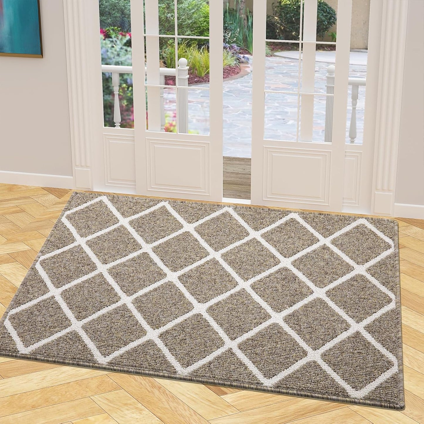 Finchitty Indoor Door Mat, Dirt Resistant and Absorbent, Low-Profile, Non-Slip, Washable Inside Floor Mats for Front Door, Back, and Entrance, 32" x 20", Grey