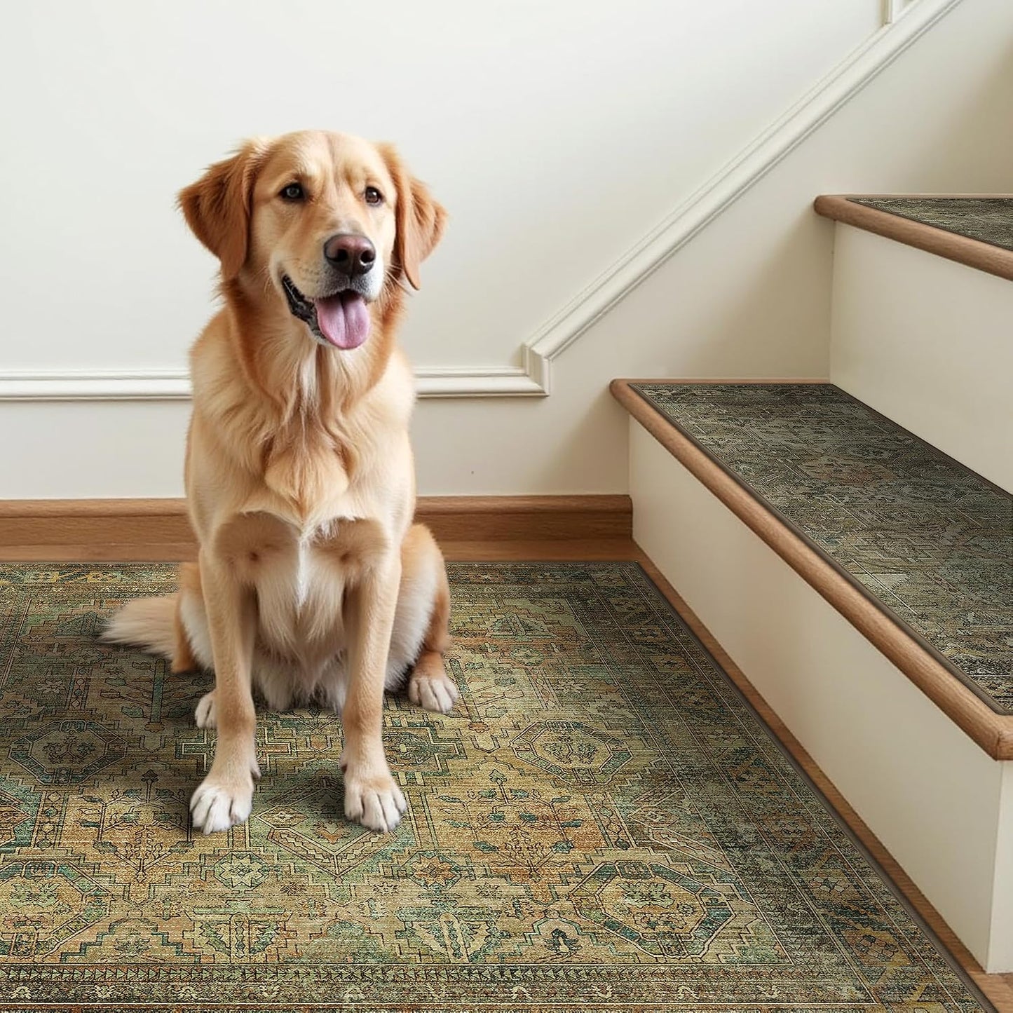 sarben Non Slip Stair Treads for Wooden Steps 15PCS - 8"x30" Indoor Safety Carpet, Edging Mats with TPE Adhesive Backing, Pet and Elderly Friendly Stair Rugs (Taupe) - Colors B