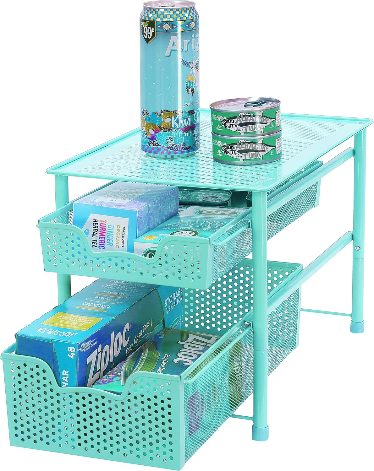 Simple Houseware Stackable 2 Tier Sliding Basket Organizer Drawer, White