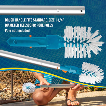 U.S. Pool Supply Pool Brush Head for Inground Pools, Hot Tub, Spa - Corner and Step Pool Scrubber Brush with 180° Handle Rotation, Scrub Bristles - Cleaning Debris - Above Ground Swimming, Bathroom