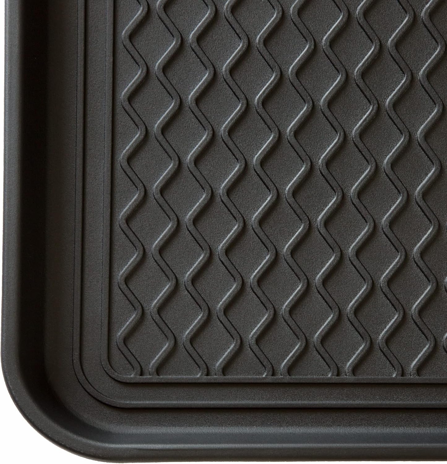 All-Weather Indoor/Outdoor Mat for Boots - Weather-Resistant Hard Plastic Shoe and Boot Tray with Raised Edge by Stalwart (Black, MEDIUM)
