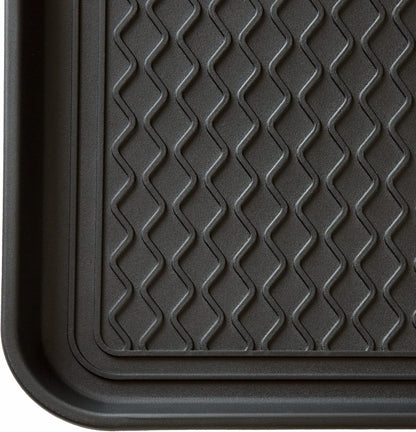 All-Weather Indoor/Outdoor Mat for Boots - Weather-Resistant Hard Plastic Shoe and Boot Tray with Raised Edge by Stalwart (Black, MEDIUM)