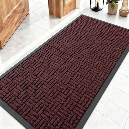 OLANLY Front Door Mat Outside Entrance 29.5x17, Absorbent, Heavy Duty Sturdy Natural Rubber Doormat Indoor Outdoor, Stain and Fade Resistant, Non-Slip Backing Low Profile Floor Mat for Entryway, Grey