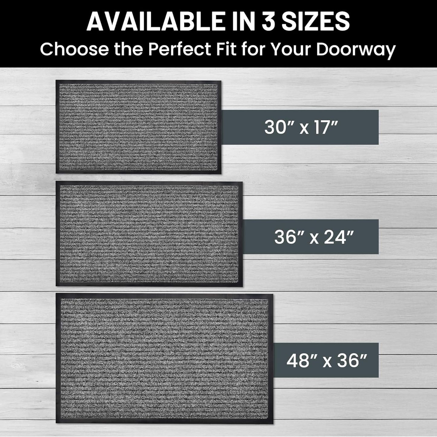 Sierra Concepts Front Door Mat Welcome Floor Mats - Entryway Indoor Outdoor Entrance Doormat, Patio, Porch, Muddy Shoe, Inside Outside Low Profile, 30x17 inches, 2-Pack Gray