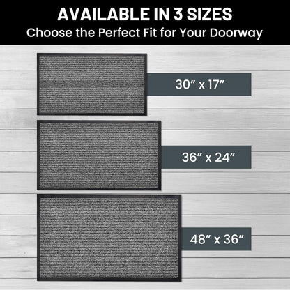 Sierra Concepts Front Door Mat Welcome Floor Mats - Entryway Indoor Outdoor Entrance Doormat, Patio, Porch, Muddy Shoe, Inside Outside Low Profile, 30x17 inches, 2-Pack Gray