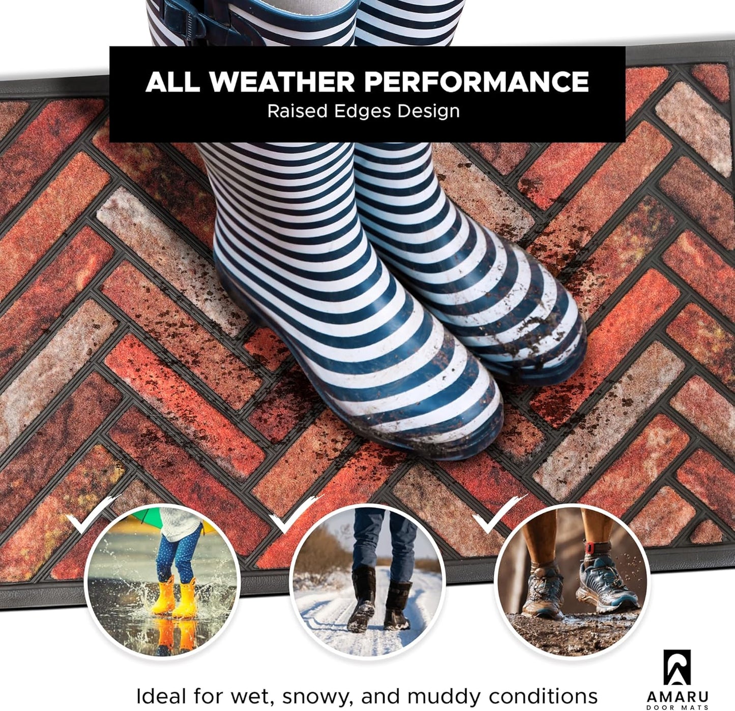 Extra Durable, Superior Absorption, Front Door Mat for Outdoor & Indoor - Welcome Mat for Entryway, Entrance, Patio, Porch - Waterproof, Non-Slip Backing, Coarse Fibers (Scales,17x29)