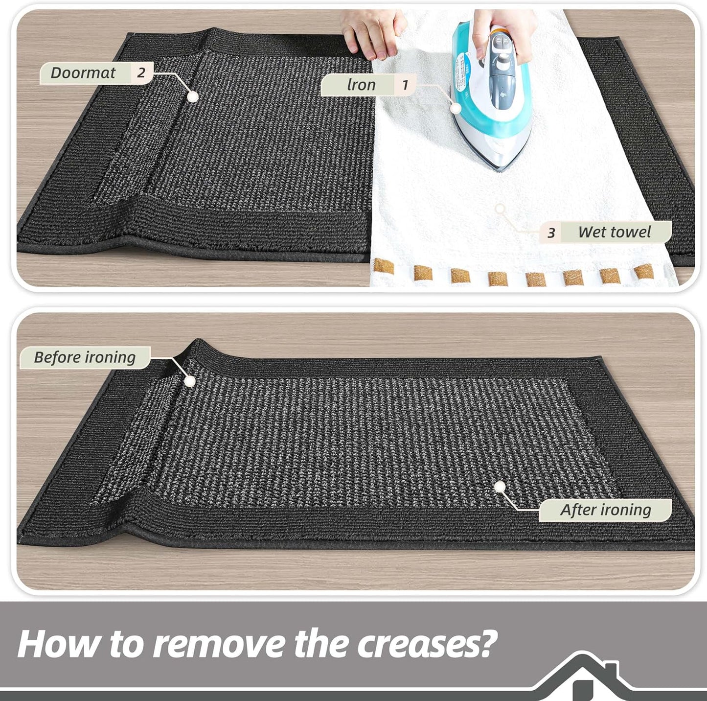 BEQHAUSE Indoor Door Mat 20" x 32", Dirt Trapper Door Mats Non-Slip Entryway Rugs Washable, Resist Dirt Absorbent Welcome Mat, Low Profile Floor Mats for Front Back Door and Entryway, Taupe