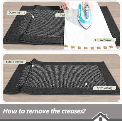 BEQHAUSE Indoor Door Mat 20" x 32", Dirt Trapper Door Mats Non-Slip Entryway Rugs Washable, Resist Dirt Absorbent Welcome Mat, Low Profile Floor Mats for Front Back Door and Entryway, Taupe
