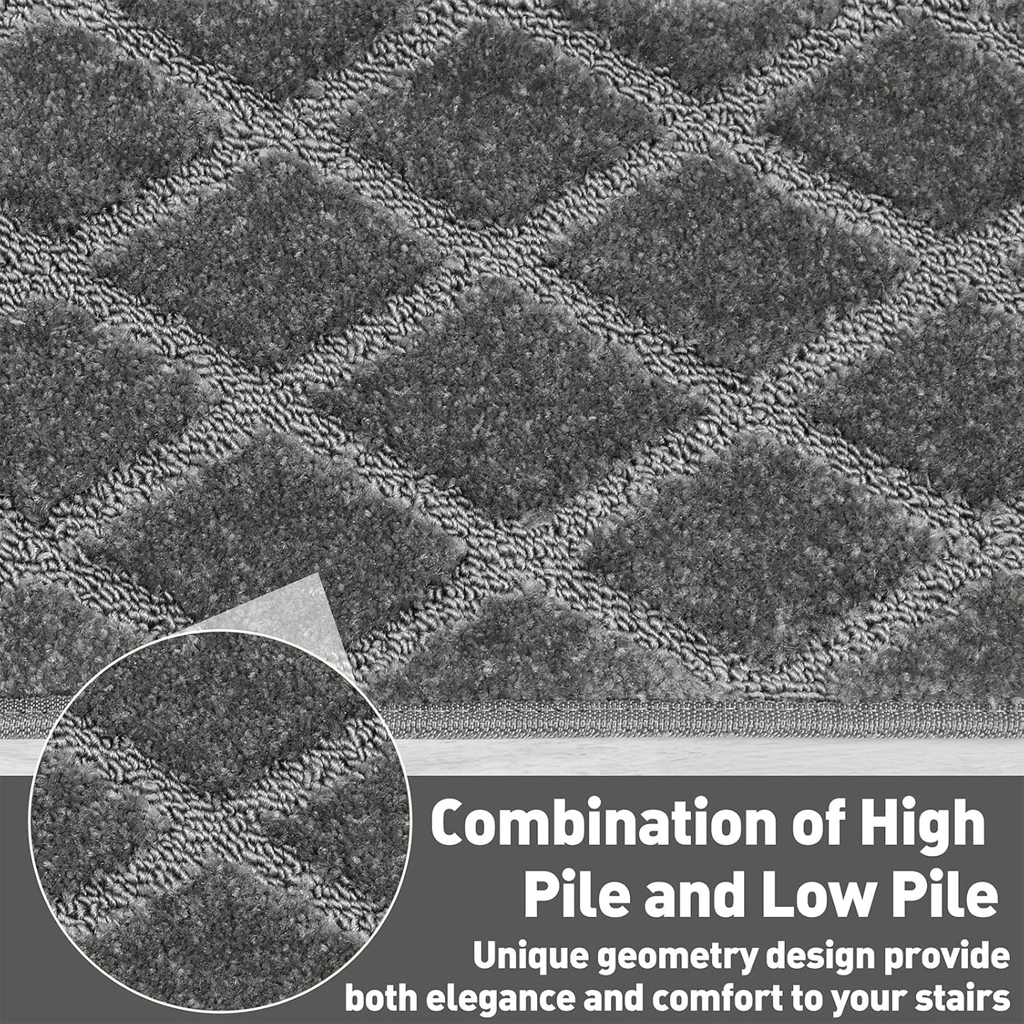 PURE ERA Carpet Stair Treads Tape Free Non Slip Indoor Stair Carpet Stair Protectors Pet-Friendly Non-Slip Skid Resistant Washable Reusable 8" x 30"(2 Pieces,Black)