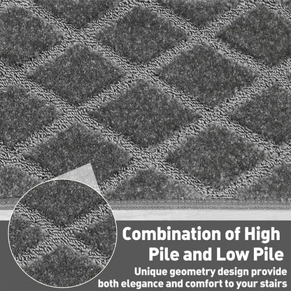 PURE ERA Carpet Stair Treads Tape Free Non Slip Indoor Stair Carpet Stair Protectors Pet-Friendly Non-Slip Skid Resistant Washable Reusable 8" x 30"(2 Pieces,Black)