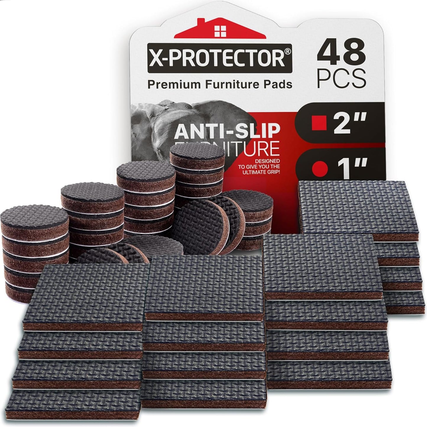 X-PROTECTOR Non Slip Furniture Pads – 12 Premium Furniture Grippers 3"! Best SelfAdhesive Rubber Feet Furniture Feet – Ideal Non Skid Furniture Pad Floor Protectors – Keep Furniture in Place!
