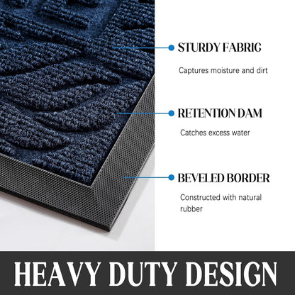 Yimobra Welcome Mat Outdoor 29.5x17, Waterproof Non-Slip Outdoor Mats for Front Door Outside Entrance, Low-Profile Entryway Mat Indoor for Garage Patio, Black