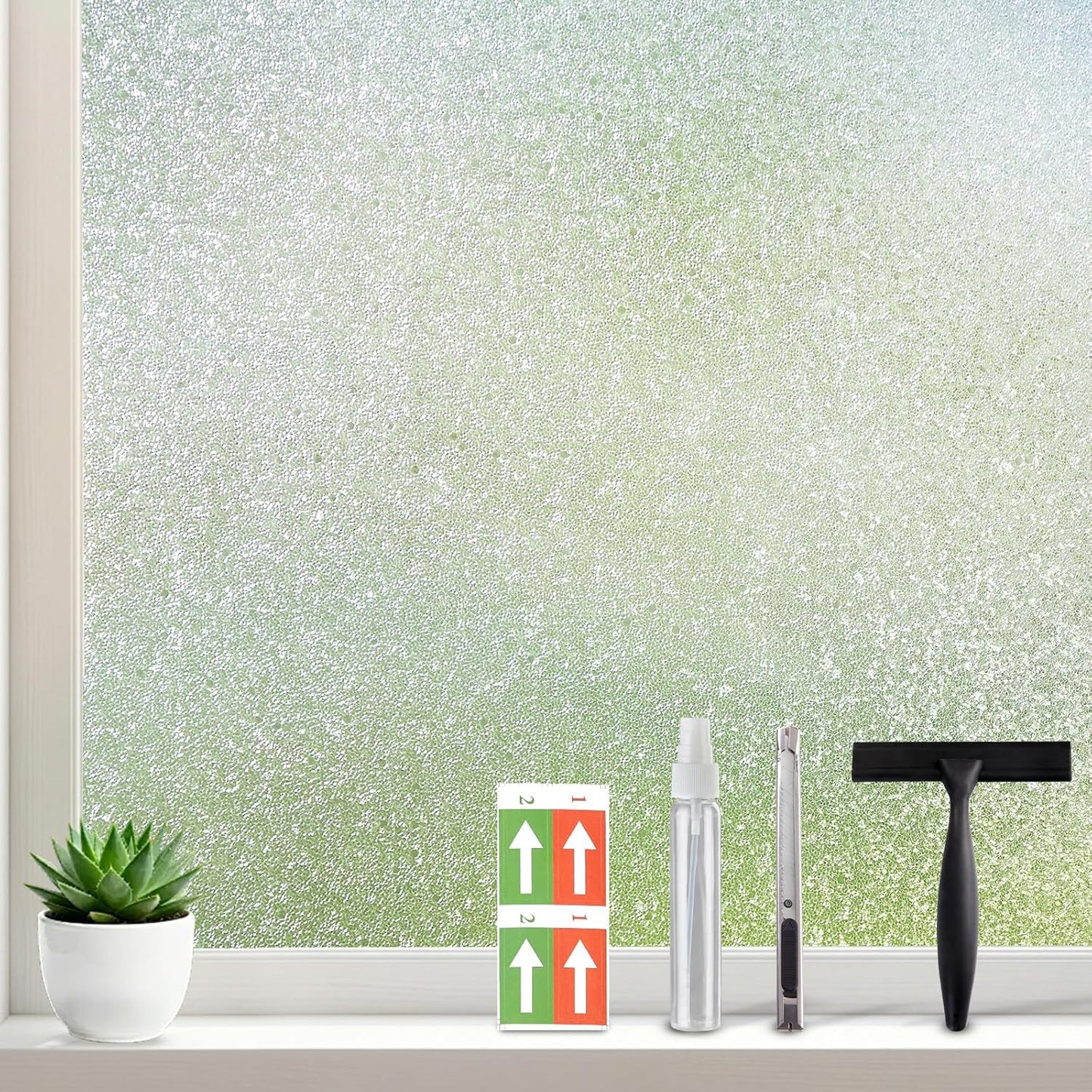 Coavas Frosted Glass Window Privacy Film, Opaque Static Cling No Glue Removable, UV & Heat Blocking Anti-Glare, Renter Friendly Decorative Covering for Bathroom Bedroom Door, 17.5 x 78.7 in