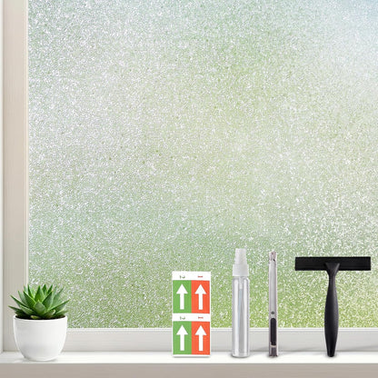 Coavas Frosted Glass Window Privacy Film, Opaque Static Cling No Glue Removable, UV & Heat Blocking Anti-Glare, Renter Friendly Decorative Covering for Bathroom Bedroom Door, 17.5 x 78.7 in