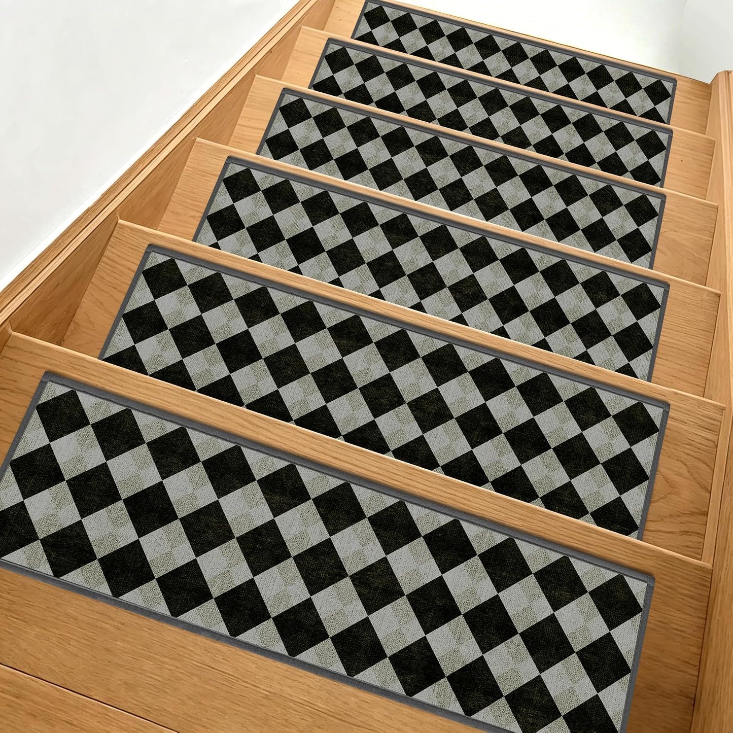 Non-Slip Carpet Stair Treads 15PCS, 8"x30" Peel and Stick Stair Runner for Wooden Steps Indoor, Washable Reusable Adhesive Backing, Pet-Friendly Safety Mats for Kids, Elders, Dogs