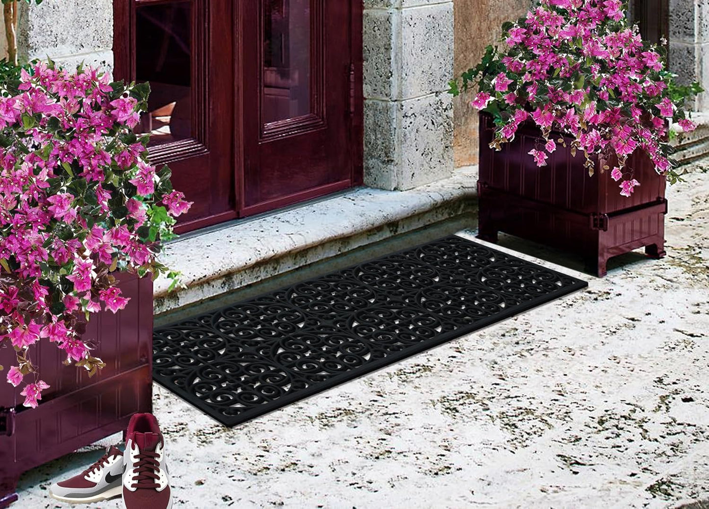 A1HC Outdoor Doormat, Natural Rubber, 18" x48”, Ideal for Outside entryway,Dirt Shoe Scraper,Heavy Duty Door mat for Indoor Outdoor,Rug Mats for Entry,Patio, Welcome Mats