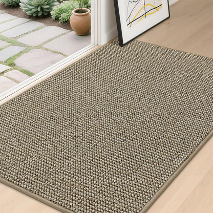 BEQHAUSE Dirt Trapper Door Mat 20" x 32", Non-Slip Washable Doormats Entrance Mat, Dirt Resistant and Absorbent Welcome Mat, Low Profile Floor Mats for Front Back Door and Entryway, Beige