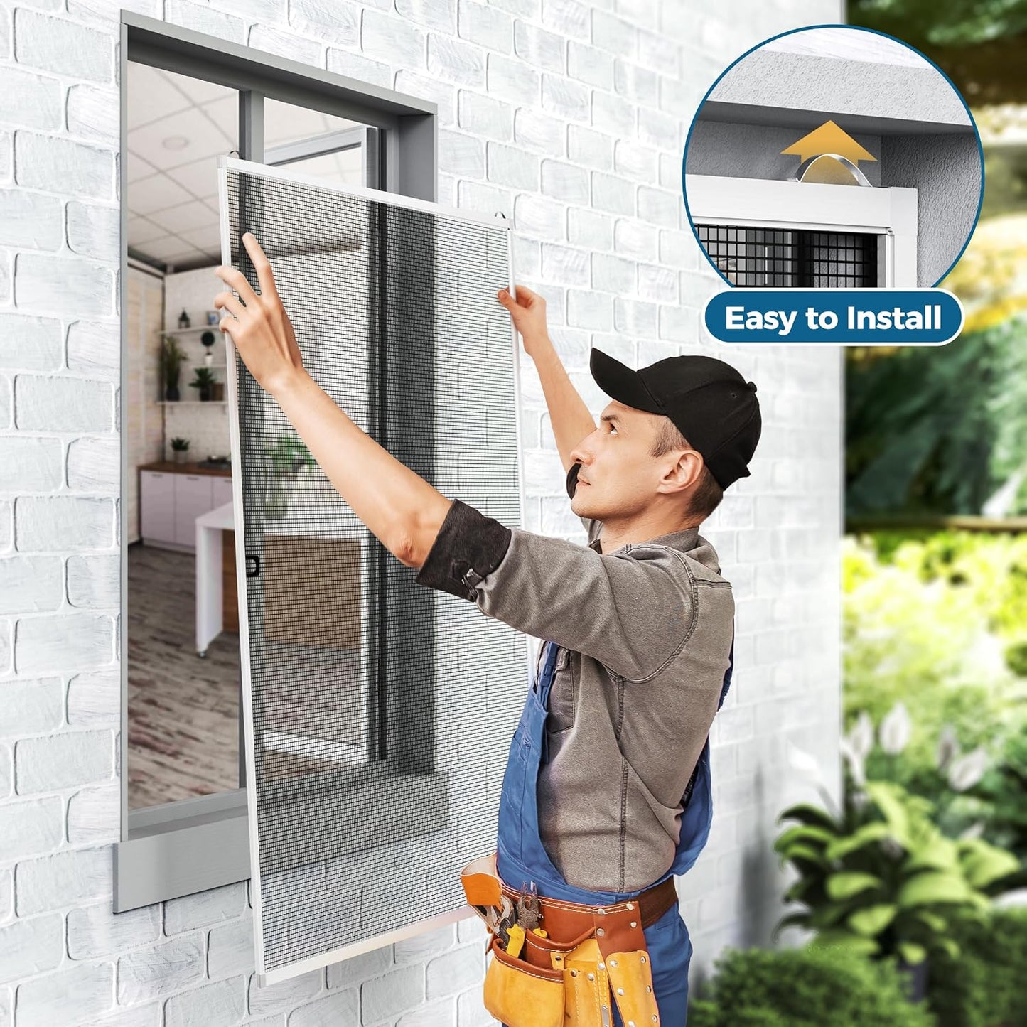 Augblinds 2 Sets Window Screen Frame Kit, 5/16 in x 3/5 in x 46 Inch, Makes Two Complete Screen 46" x 46" or Smaller, Includes Premium Screen Mesh, 8 Heavy Duty Corners & Durable Spline, White