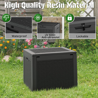 Outdoor Storage Deck Boxes Waterproof, Waterproof and UV Resistant Outdoor Storage Box Lockable Lid for Delivery Box, Indoor, Garden Tools, Pool Supplies, Patio (Black, 31 Gallon)