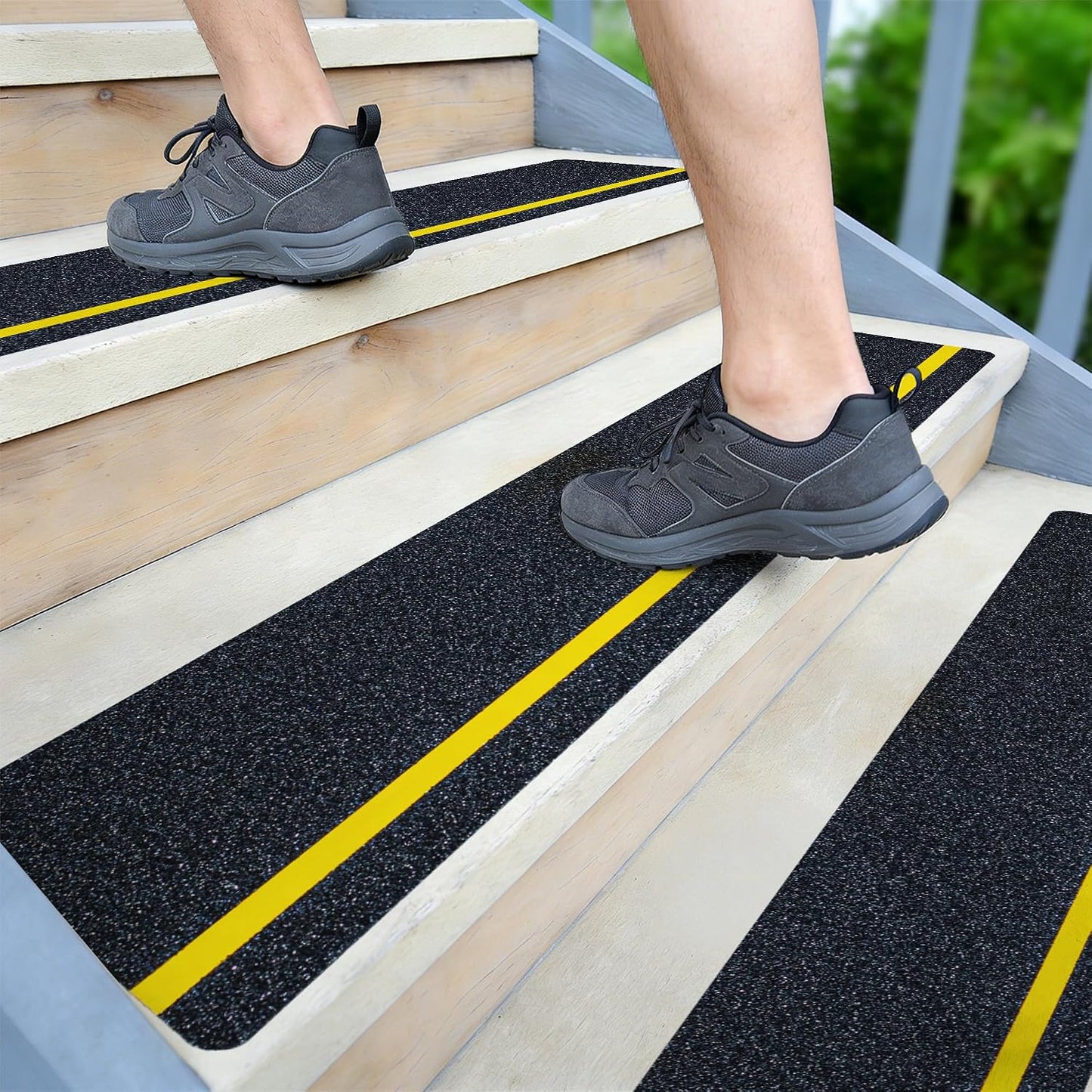 LifeGrip Anti Slip Traction Treads 10 Pack, 6"x32" with Glow in Dark Stripe, Best Grip Tape Grit Non Slip, Outdoor Non Skid Tape, High Traction Friction Abrasive Adhesive for Stairs Step