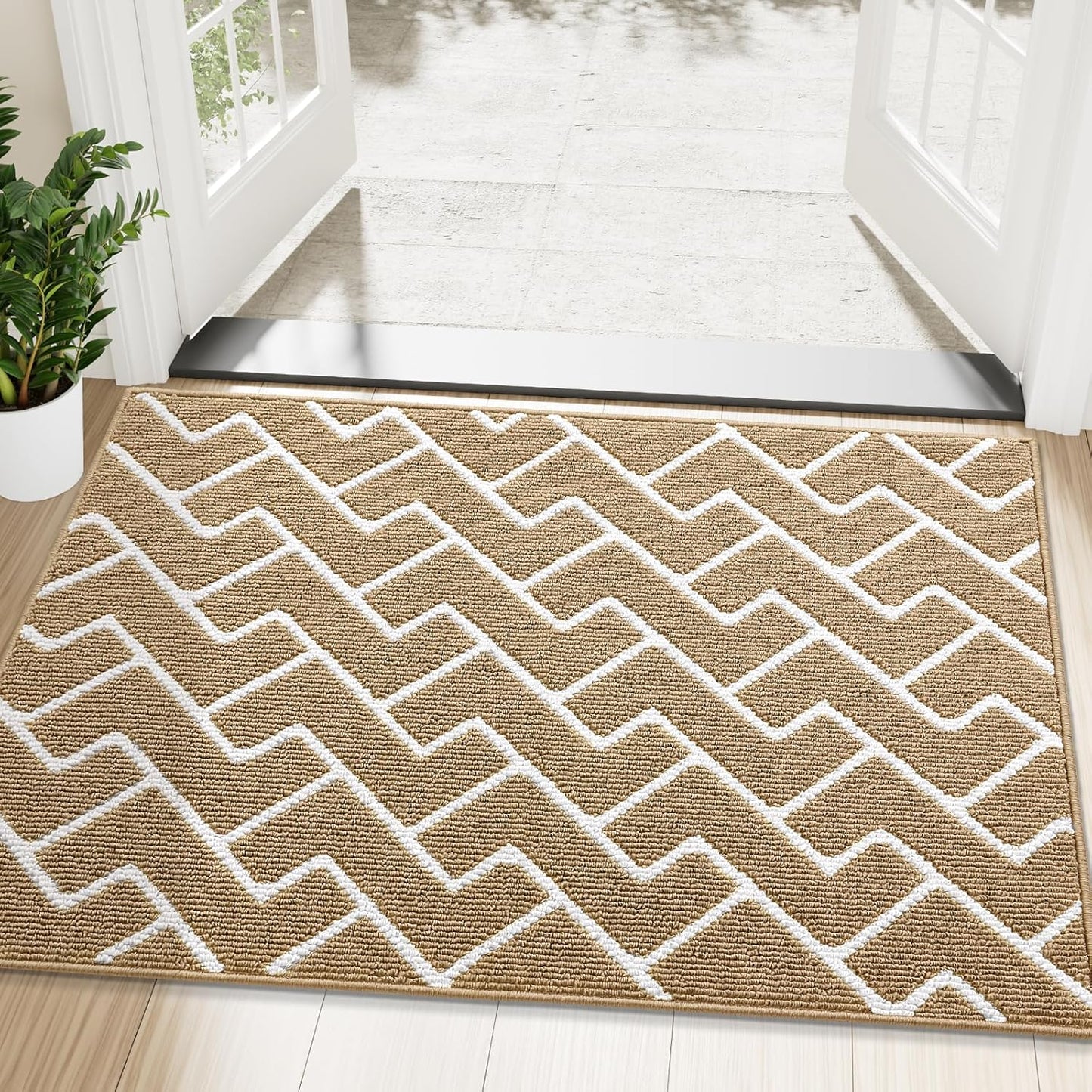 OLANLY Front Door Mat, Non-Slip Rubber Backing, Dirt Resistant and Absorbent, Washable, Easy to Clean Low-Profile Indoor Doormat for Back Door, Entryway, Inside Entrance, 32x20, Grey
