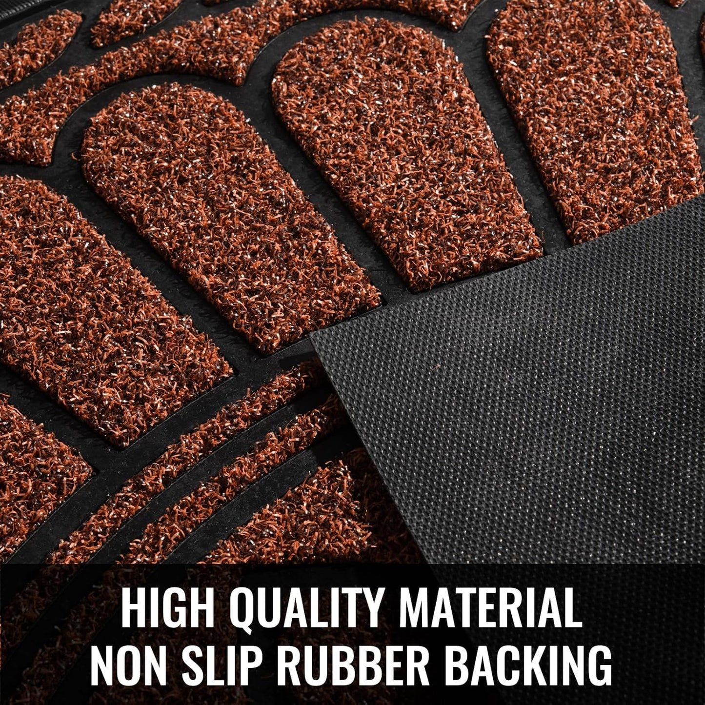 Mibao Front Door Mat Indoor Outdoor Entrance, Semicircular Entrance Mat, Half Round Waterproo Non-Slip Durable Rubber Door Mats, Low Profile Heavy Duty Doormat for Garage, Patio, 30" x 18", Yellow