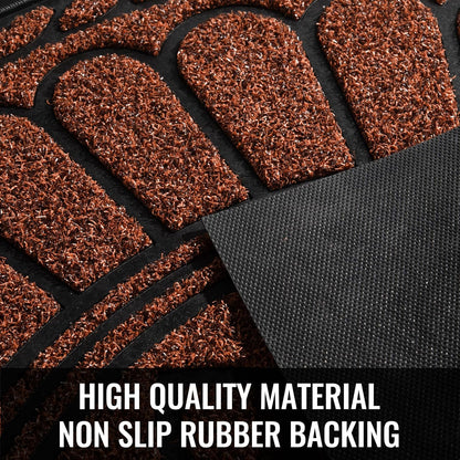 Mibao Front Door Mat Indoor Outdoor Entrance, Semicircular Entrance Mat, Half Round Waterproo Non-Slip Durable Rubber Door Mats, Low Profile Heavy Duty Doormat for Garage, Patio, 30" x 18", Yellow