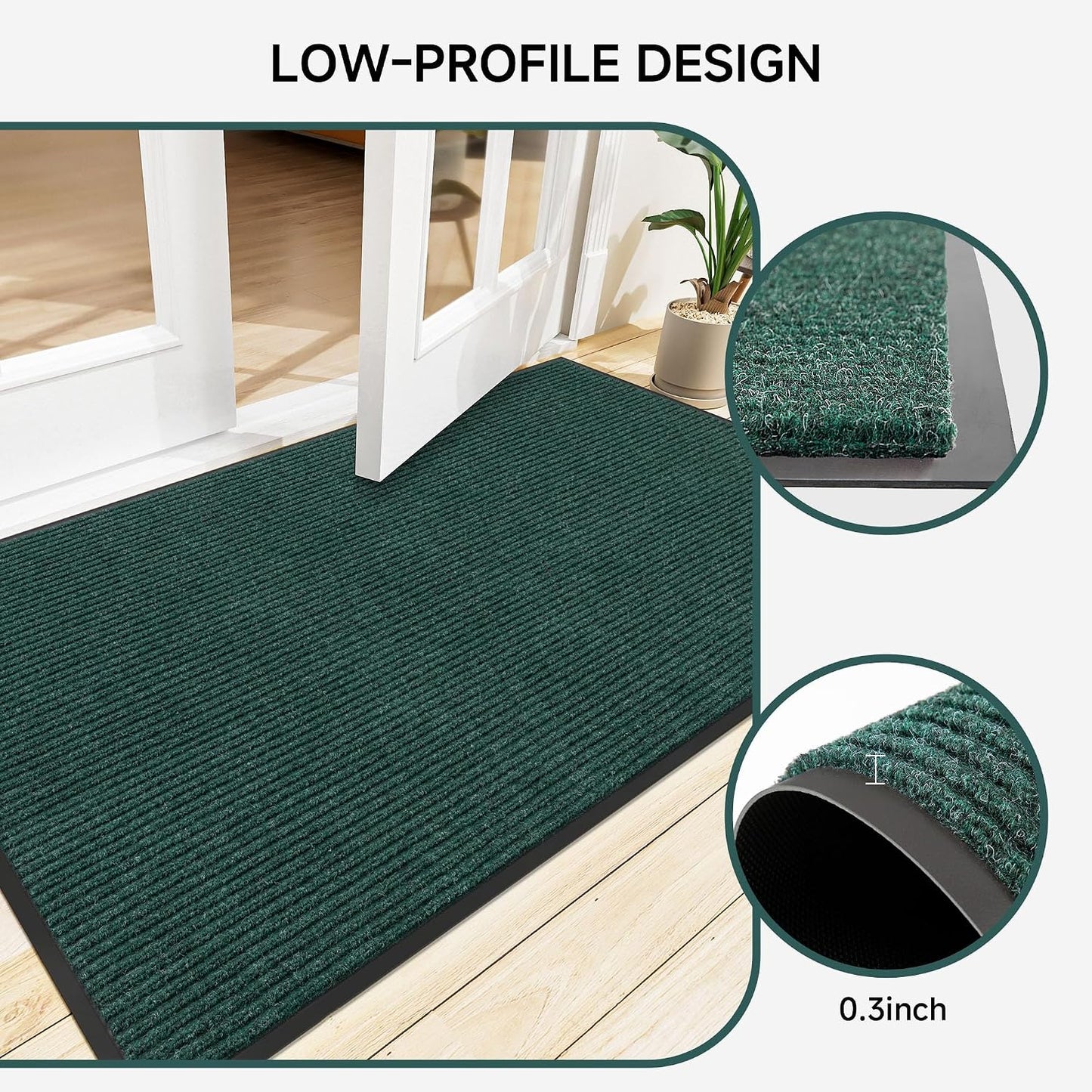 100pointONE Durable Front Door Mat, Heavy Duty Indoor Outdoor Doormat, 48” x 36” Low Profile Outdoor Mats for Home Entrance, Stain and Fade Resistant Shoe Scraper Mat, Ideal for High Traffic Area