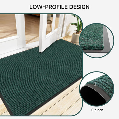 100pointONE Durable Front Door Mat, Heavy Duty Indoor Outdoor Doormat, 48” x 36” Low Profile Outdoor Mats for Home Entrance, Stain and Fade Resistant Shoe Scraper Mat, Ideal for High Traffic Area