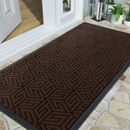 Yimobra Doormat Outdoor Entrance 29.5x17, All-Weather Waterproof Outdoor Mats for Front Door, Non Slip Welcome Door Mat for Patio Proch Outside Entryway Indoor, Black