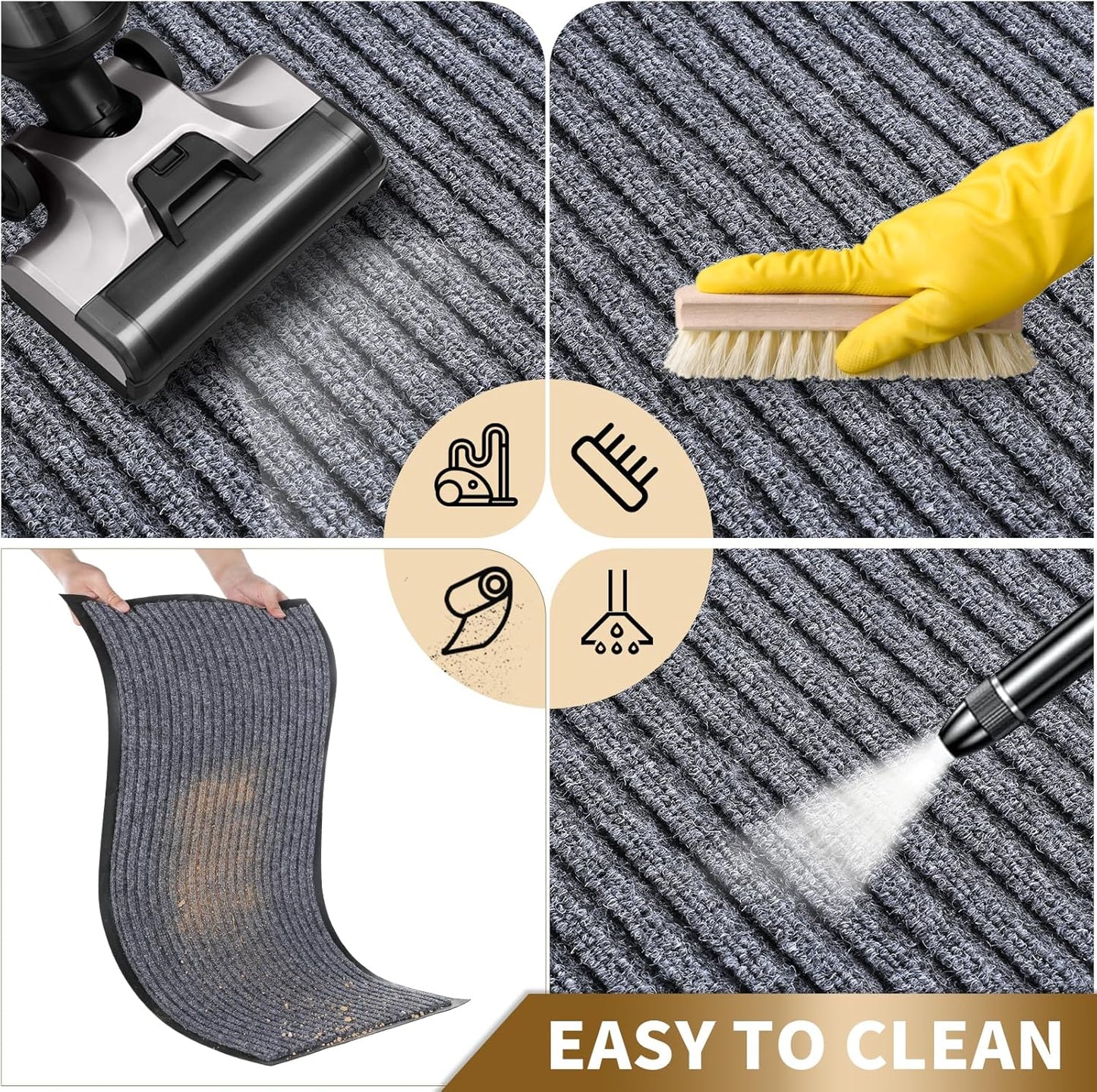 Yimobra Welcome Mat, Heavy Duty Sturdy Door Mats for Home Entrance Outdoor Indoor, Front Doormat for Outside Patio Floor Entry Porch Garage Office, Waterproof, Low Profile, 29.5x17, Black Grey