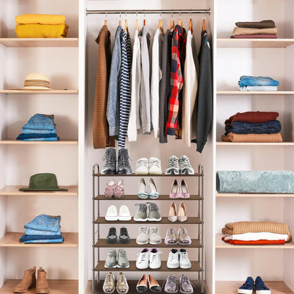 Simple Houseware 3-Tier Shoe Rack Storage Organizer, Grey – Space-Saving Shoe Shelf, Holds 9–16 Pairs, Sturdy Metal Frame, Easy Assembly – Closet, Entryway, Bedroom Shoe Storage Solution