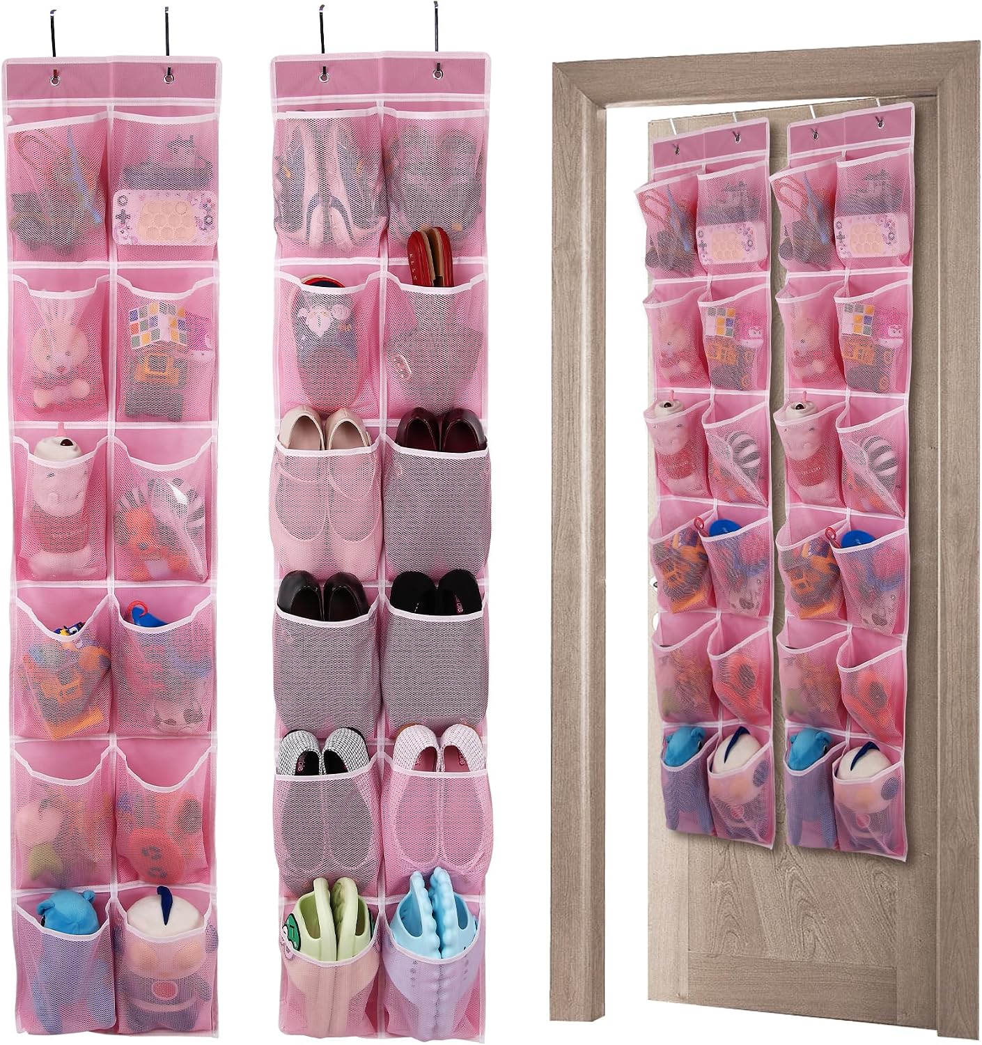 GOMAJI 2PK 12 Large Pockets Over Door Hanging Shoe Organizer