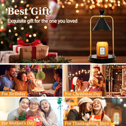 XJZJY Candle Warmer Lamp with Timer Dimmer,Unique Birthday Gifts for Women Mom,House Warming Gifts New Home Room Decor,Wax melt Warmer for Scented Wax Jar Candles,Black-Large