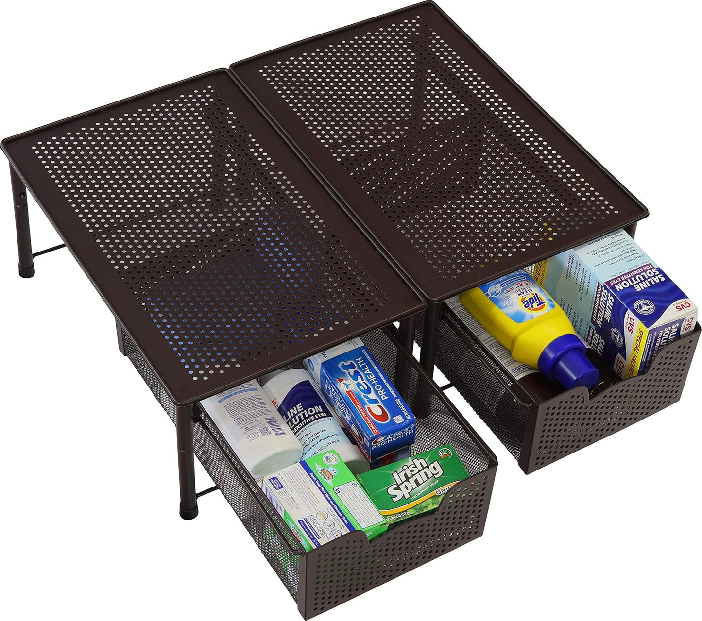 Simple Houseware Stackable 2 Tier Sliding Basket Organizer Drawer, White