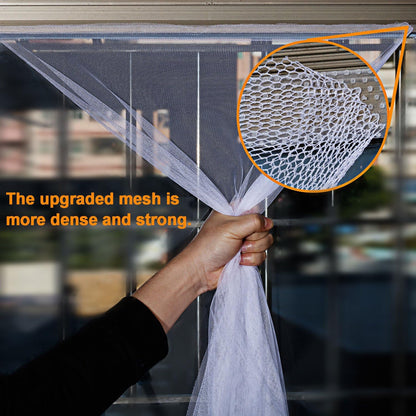 DIY Window Screen Curtain, 2 Packs of Mesh Netting 51 * 61 inches with [Upgrade] Self-Adhesive Hook Tapes & Cutter, Suitable for Multiple Windows, White (Set of 2)